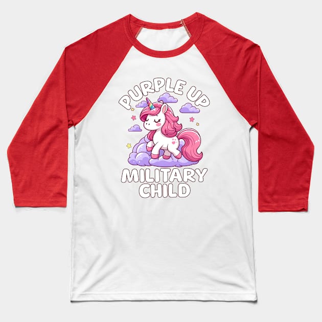 Cute Unicorn Purple Up Military Child Baseball T-Shirt by alcoshirts